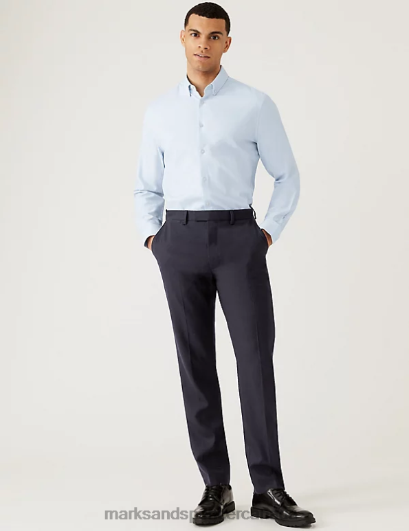 Marks and Spencer Canada - Men Sky Blue Clothing Marks & Spencer Regular Fit Stretch Textured Shirt 20VTD5695