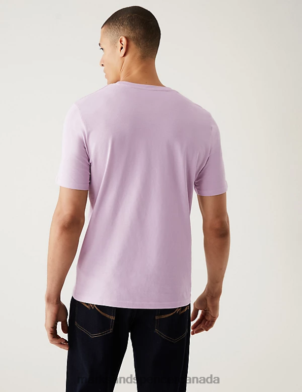 Marks and Spencer Canada - Men Soft Violet Clothing Marks & Spencer Pure Cotton Crew Neck T-Shirt 20VTD157