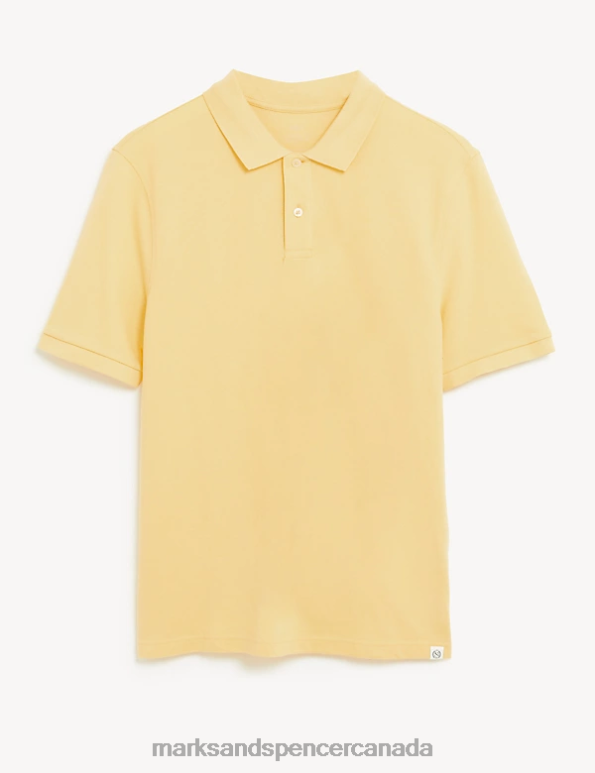 Marks and Spencer Canada - Men Soft Yellow Clothing Marks & Spencer Pure Cotton Pique Polo Shirt 20VTD198