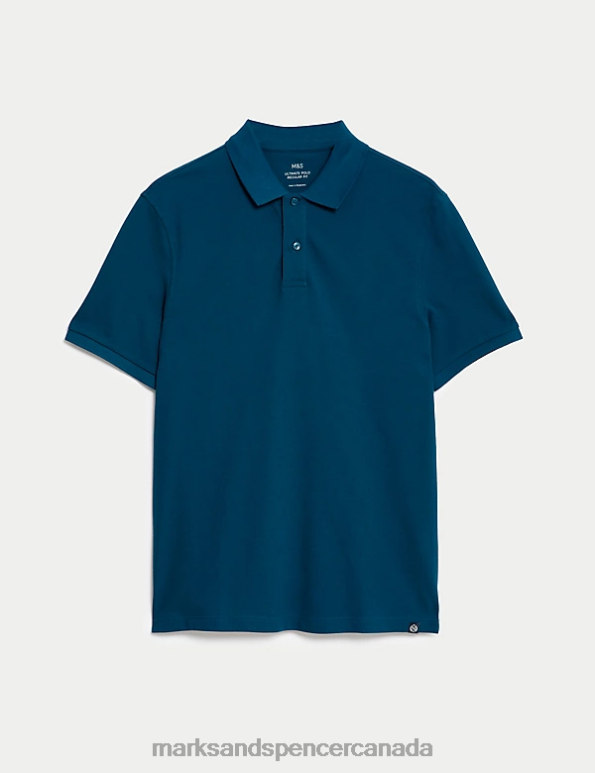 Marks and Spencer sale - Men Teal Clothing Marks & Spencer Pure Cotton Pique Polo Shirt 20VTD192