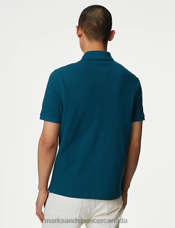 Marks and Spencer sale - Men Teal Clothing Marks & Spencer Pure Cotton Pique Polo Shirt 20VTD192
