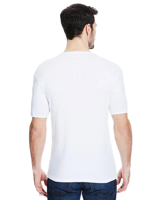 Marks and Spencer sale - Men White Clothing Marks & Spencer 3pk Pure Cotton V-Neck T-Shirt Vests 20VTD5010