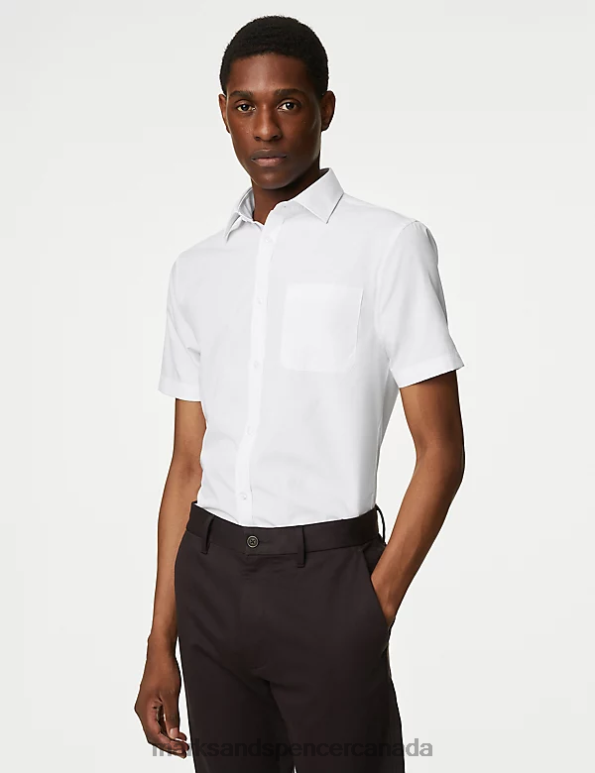 Marks and Spencer near me - Men White Clothing Marks & Spencer 3pk Skinny Fit Short Sleeve Shirts 20VTD6279