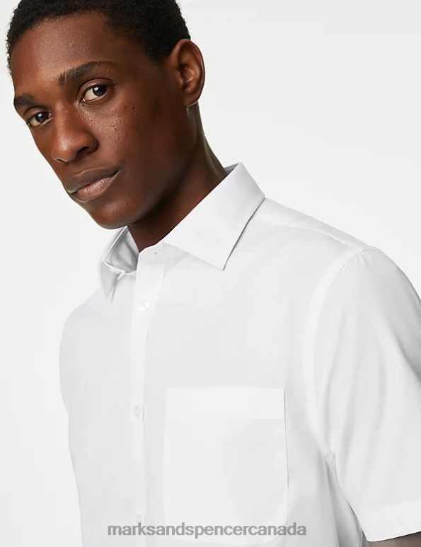Marks and Spencer near me - Men White Clothing Marks & Spencer 3pk Skinny Fit Short Sleeve Shirts 20VTD6279