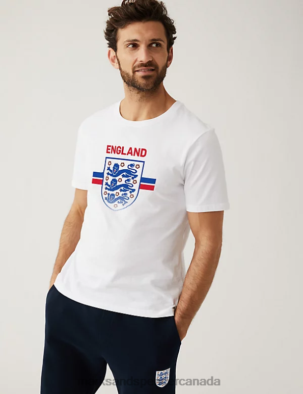 Marks and Spencer Canada - Men White Clothing Marks & Spencer Pure Cotton England Crest T-Shirt 20VTD5149