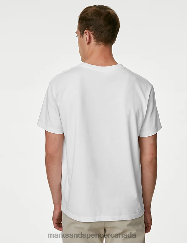 Marks and Spencer Canada - Men White Clothing Marks & Spencer Pure Cotton Heavy Weight T-Shirt 20VTD5886