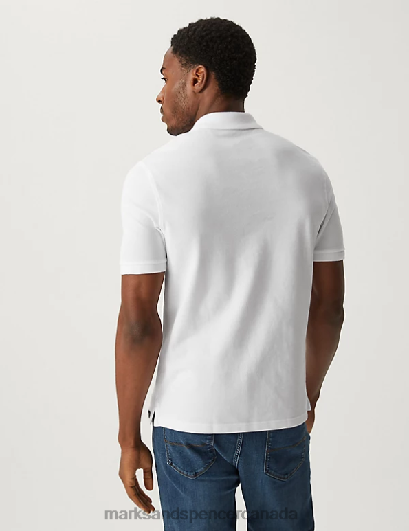 Marks and Spencer Canada - Men White Clothing Marks & Spencer Pure Cotton Pique Polo Shirt 20VTD189