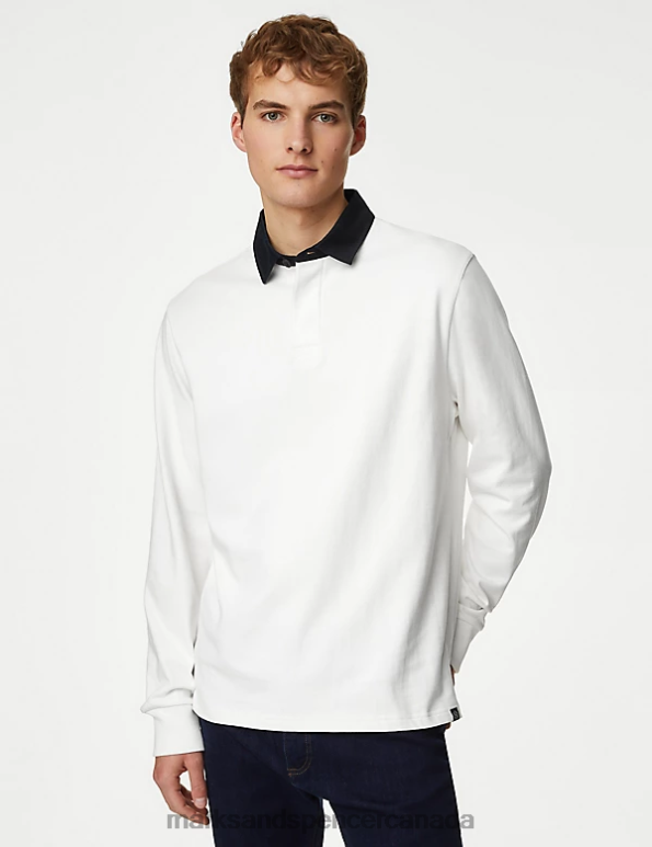 Marks and Spencer sale - Men White Clothing Marks & Spencer Pure Cotton Rugby Shirt 20VTD6557