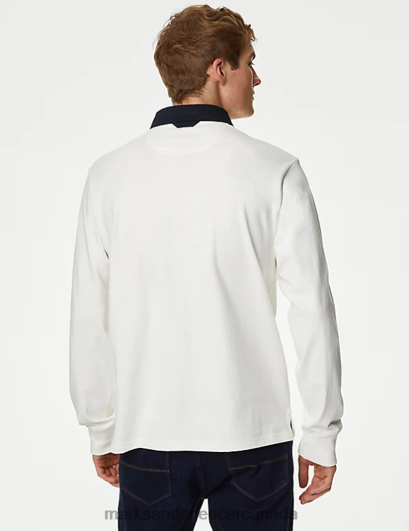 Marks and Spencer sale - Men White Clothing Marks & Spencer Pure Cotton Rugby Shirt 20VTD6557