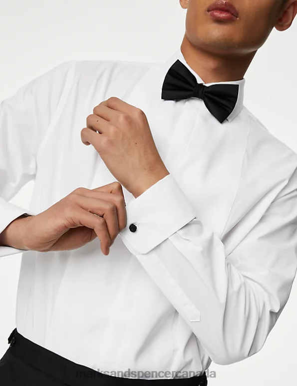 Marks and Spencer near me - Men White Clothing Marks & Spencer Regular Fit Cotton Rich Dinner Shirt 20VTD6325