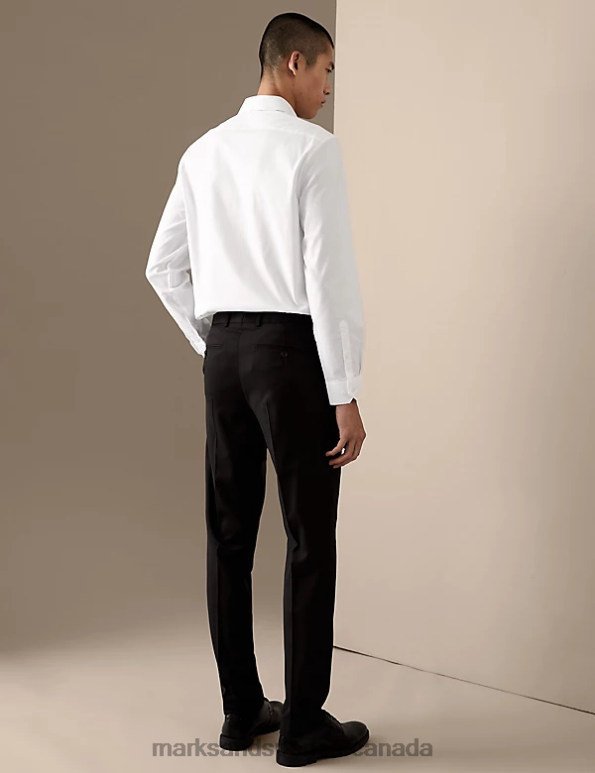 Marks and Spencer near me - Men White Clothing Marks & Spencer Regular Fit Easy Iron Textured Pure Cotton Shirt 20VTD6480