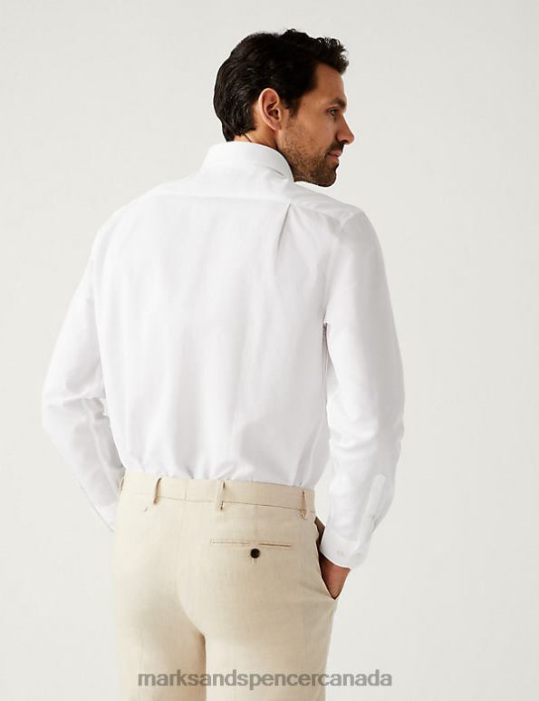Marks and Spencer Canada - Men White Clothing Marks & Spencer Regular Fit Linen Blend Weave Shirt 20VTD6225