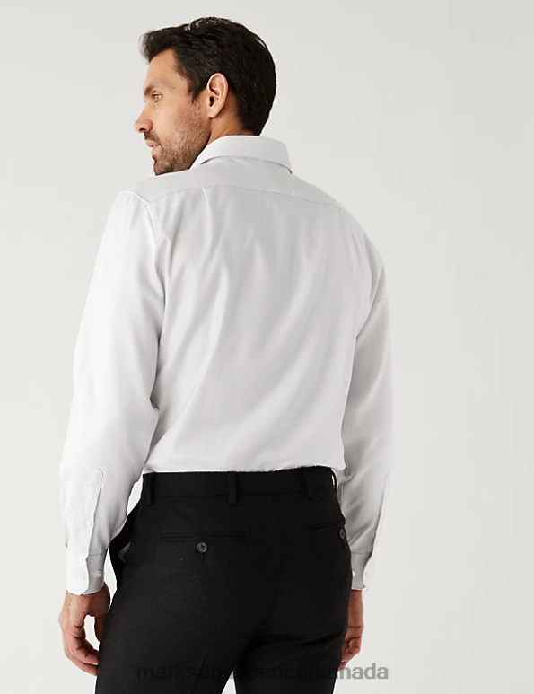 Marks and Spencer near me - Men White Clothing Marks & Spencer Regular Fit Pure Cotton Herringbone Shirt 20VTD6546