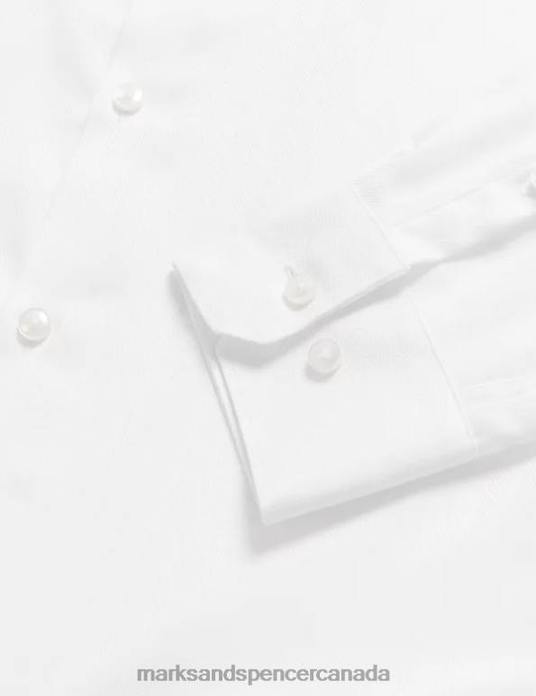 Marks and Spencer near me - Men White Clothing Marks & Spencer Regular Fit Pure Cotton Herringbone Shirt 20VTD6546
