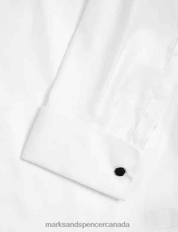 Marks and Spencer Canada - Men White Clothing Marks & Spencer Regular Fit Pure Cotton Herringbone Shirt 20VTD6730