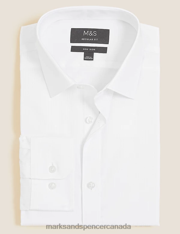 Marks and Spencer Canada - Men White Clothing Marks & Spencer Regular Fit Pure Cotton Non Iron Striped Shirt 20VTD5808