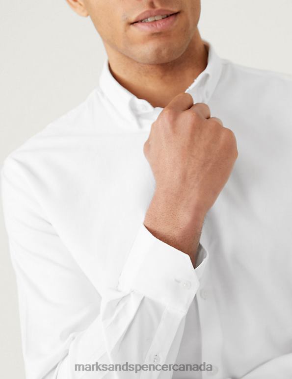 Marks and Spencer near me - Men White Clothing Marks & Spencer Regular Fit Stretch Textured Shirt 20VTD5696