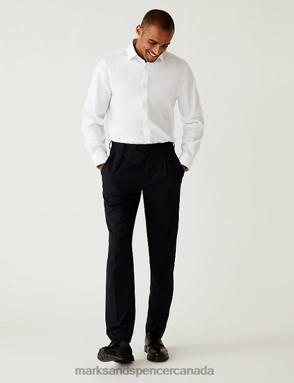 Marks and Spencer Canada - Men White Clothing Marks & Spencer Shorter Length Regular Fit Non Iron Shirt 20VTD6798