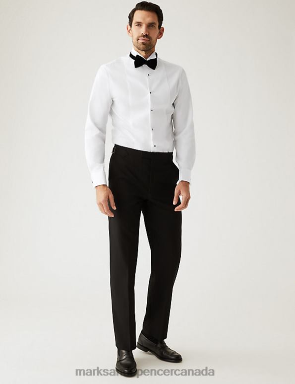 Marks and Spencer Canada - Men White Clothing Marks & Spencer Slim Fit Easy Iron Pure Cotton Dinner Shirt 20VTD6186