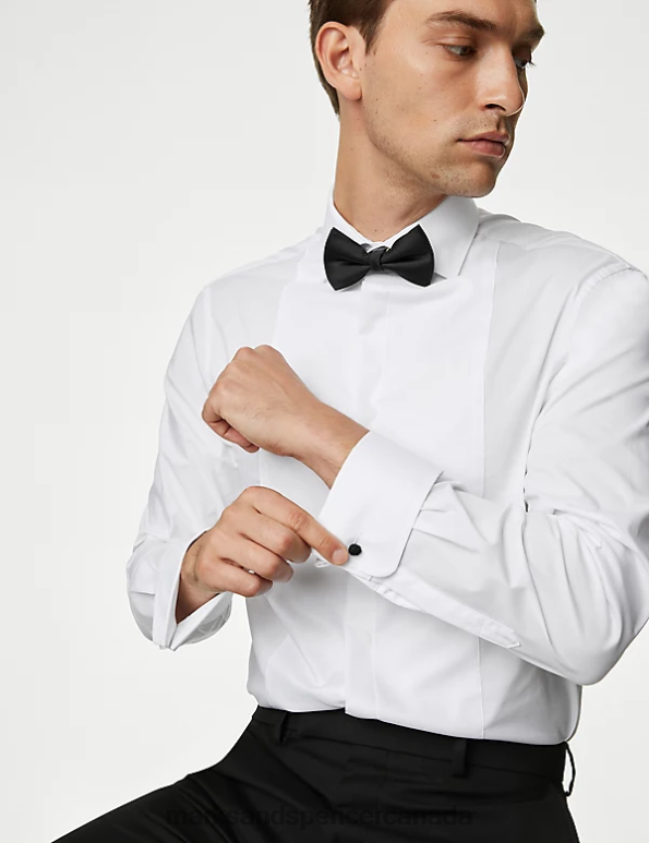 Marks and Spencer near me - Men White Clothing Marks & Spencer Tailored Fit Dinner Shirt with Bow Tie 20VTD6251