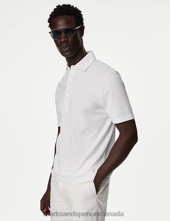 Marks and Spencer Canada - Men White Clothing Marks & Spencer The Hoyle Pure Cotton Polo 20VTD4769