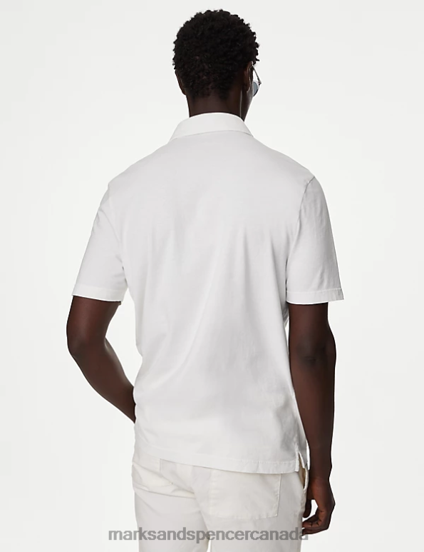 Marks and Spencer Canada - Men White Clothing Marks & Spencer The Hoyle Pure Cotton Polo 20VTD4769