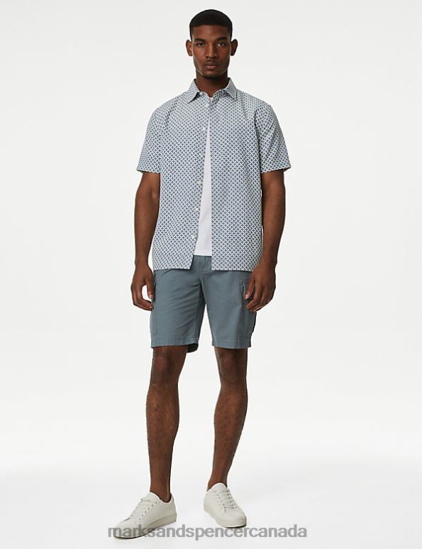 Marks and Spencer Canada - Men White Mix Clothing Marks & Spencer Geometric Print Shirt 20VTD5590