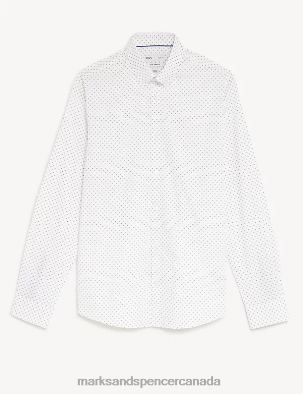 Marks and Spencer Canada - Men White Mix Clothing Marks & Spencer Slim Fit Cotton Rich Sun Ray Print Shirt 20VTD5638