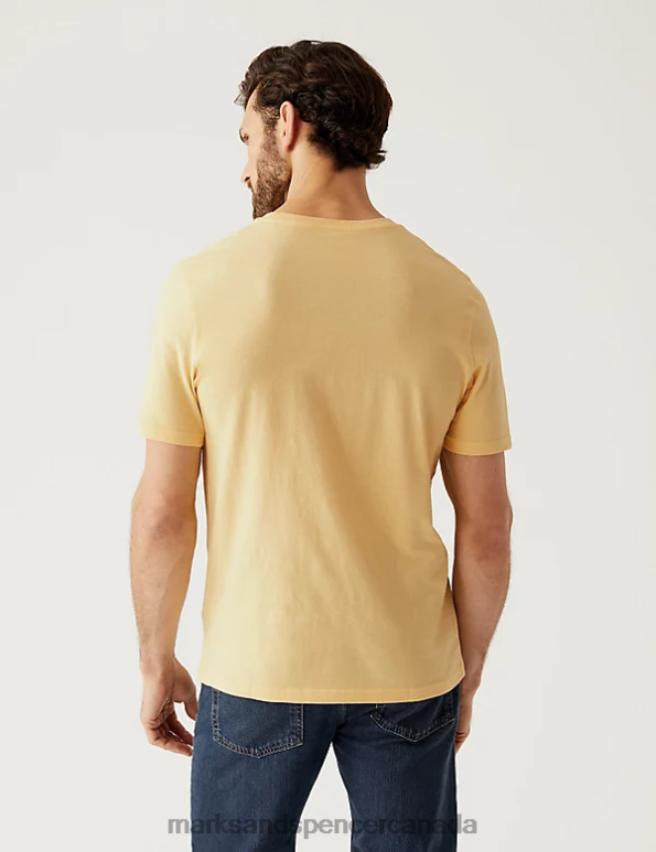 Marks and Spencer near me - Men Yellow Clothing Marks & Spencer Pure Cotton Crew Neck T-Shirt 20VTD140