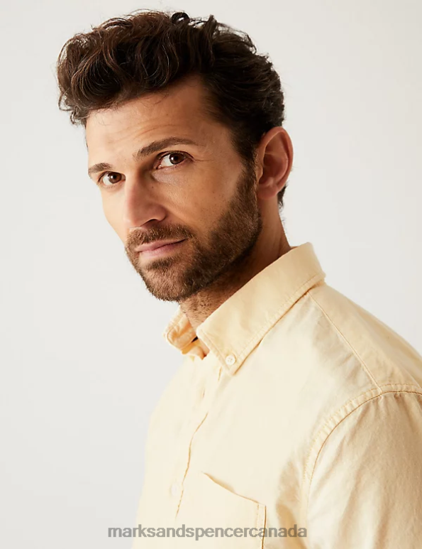 Marks and Spencer sale - Men Yellow Clothing Marks & Spencer Pure Cotton Oxford Shirt 20VTD5859