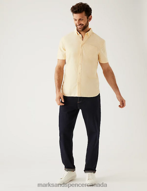 Marks and Spencer sale - Men Yellow Clothing Marks & Spencer Pure Cotton Oxford Shirt 20VTD5859