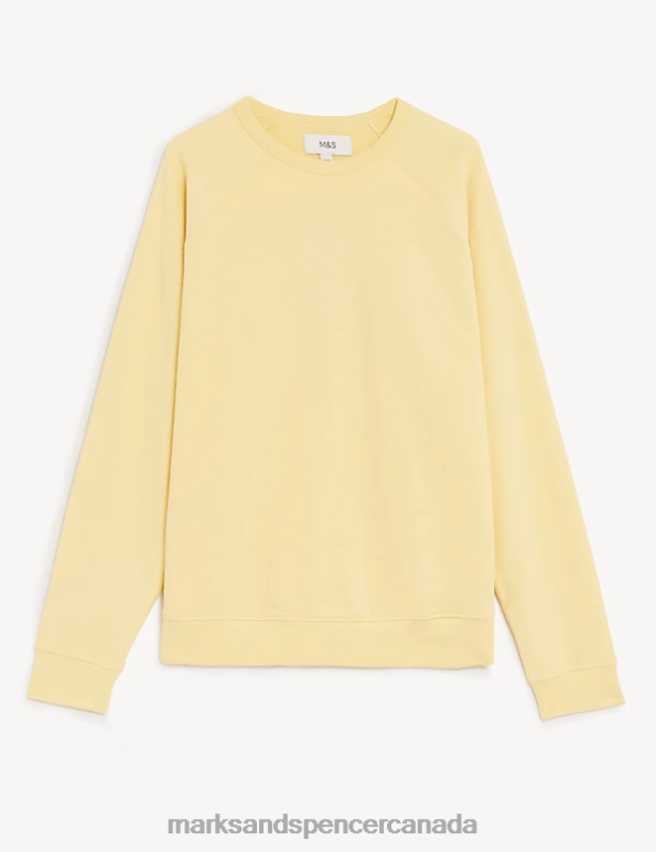 Marks and Spencer near me - Men Yellow Clothing Marks & Spencer Pure Cotton Raglan Crew Neck Sweatshirt 20VTD7532