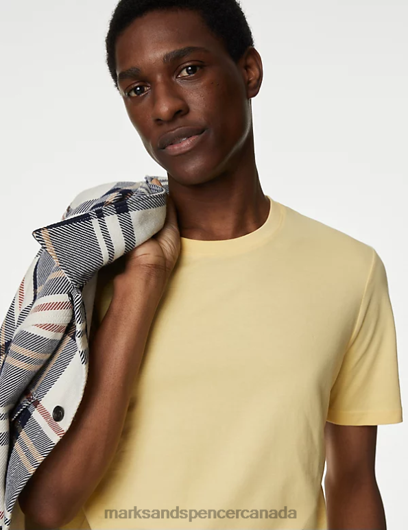 Marks and Spencer sale - Men Yellow Mix Clothing Marks & Spencer 5pk Pure Cotton Crew Neck T-Shirts 20VTD6174