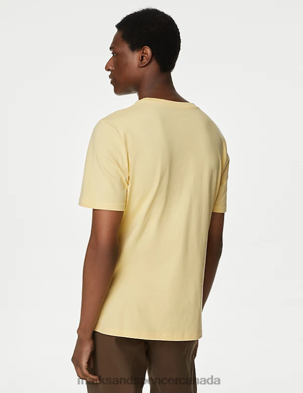 Marks and Spencer sale - Men Yellow Mix Clothing Marks & Spencer 5pk Pure Cotton Crew Neck T-Shirts 20VTD6174