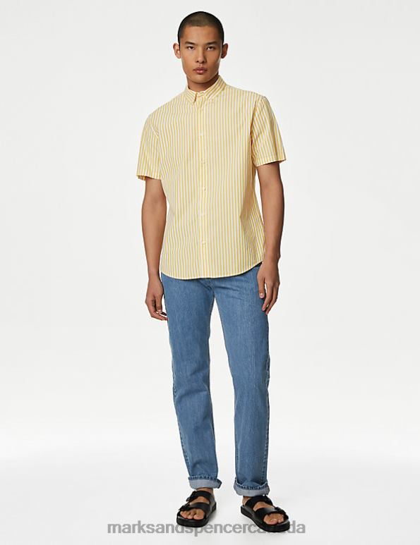 Marks and Spencer near me - Men Yellow Mix Clothing Marks & Spencer Pure Cotton Striped Shirt 20VTD7150