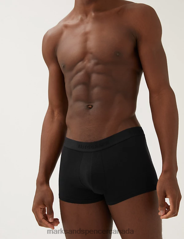 Men Black Clothing Marks & Spencer 3pk Supima Cotton Blend Hipsters 20VTD7549 - Marks and Spencer online