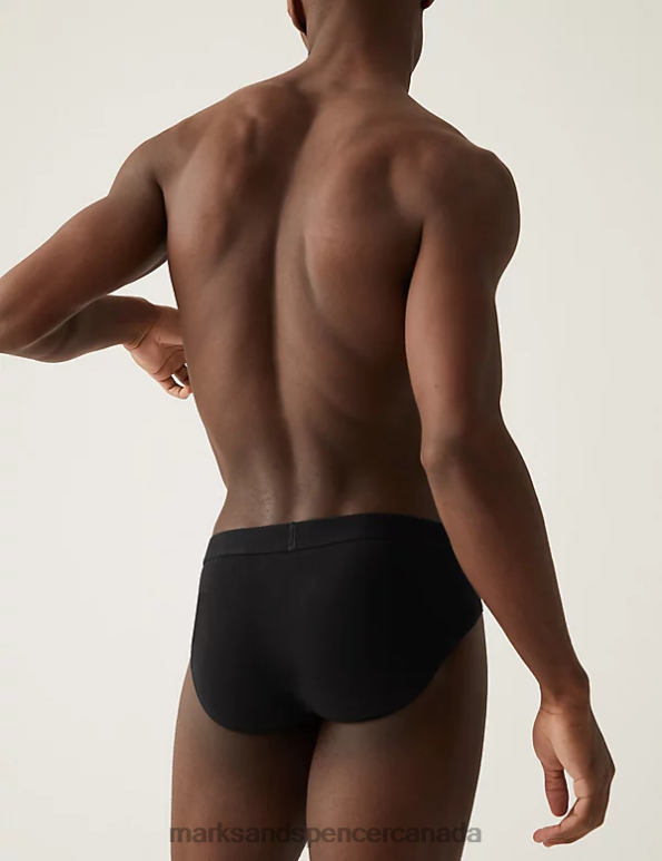 Men Black Clothing Marks & Spencer 5pk Cotton Rich Cool & Fresh Slips 20VTD7417 - Marks and Spencer Canada locations