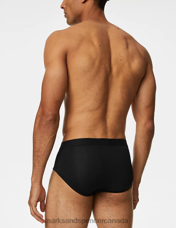 Marks and Spencer Canada - Men Black Clothing Marks & Spencer 5pk Cotton Stretch Cool & Fresh Briefs 20VTD7541