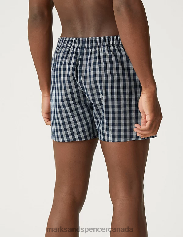 Marks and Spencer sale - Men Dark Navy Clothing Marks & Spencer 3pk Pure Cotton Assorted Woven Boxers 20VTD4852