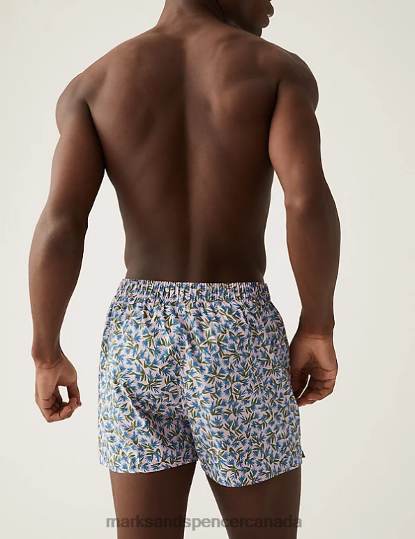 Marks and Spencer sale - Men Dusky Pink Clothing Marks & Spencer 3pk Pure Cotton Tropical Print Woven Boxers 20VTD4898