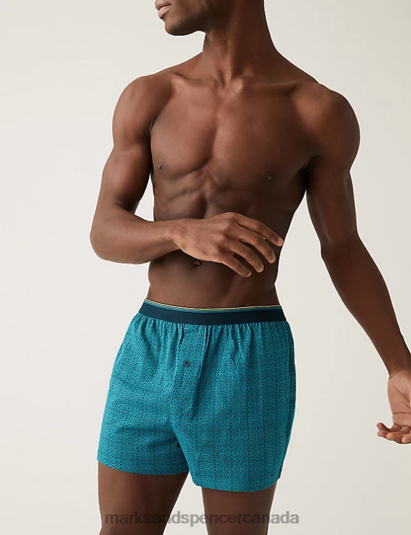 Men Kingfisher Clothing Marks & Spencer 3pk Pure Cotton Cool & Fresh Jersey Boxers 20VTD6001 - Marks and Spencer Canada locations