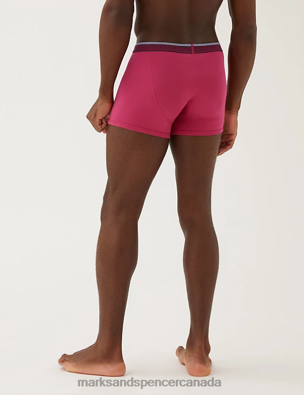 Men Medium Pink Clothing Marks & Spencer 5pk Cotton Rich Cool & Fresh Trunks 20VTD6906 - Marks and Spencer outlet