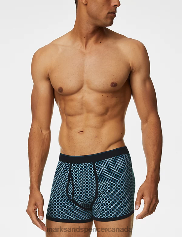 Marks and Spencer Canada - Men Medium Turquoise Clothing Marks & Spencer 5pk Cotton Rich Cool & Fresh Trunks 20VTD4748