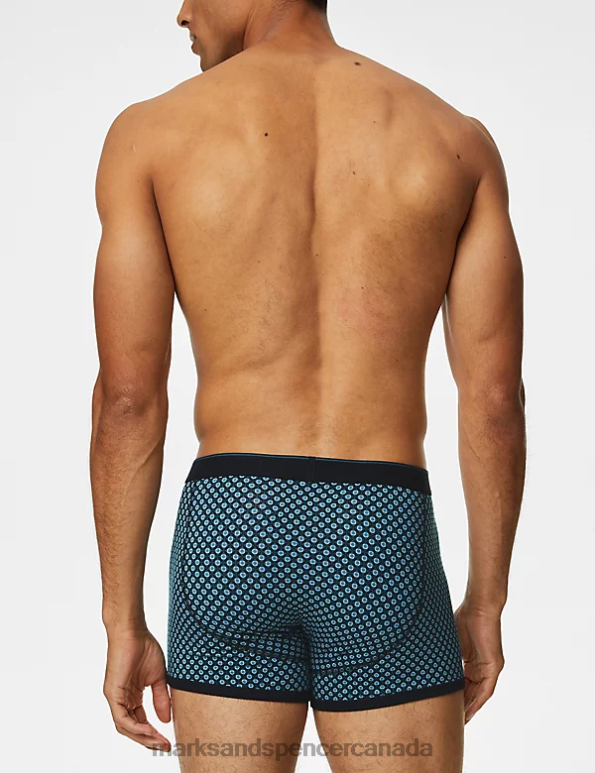 Marks and Spencer Canada - Men Medium Turquoise Clothing Marks & Spencer 5pk Cotton Rich Cool & Fresh Trunks 20VTD4748