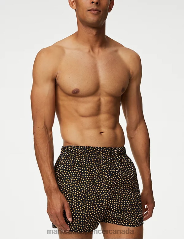 Men Multi Clothing Marks & Spencer 3pk Pure Cotton Printed Woven Boxers 20VTD4915 - Marks and Spencer outlet