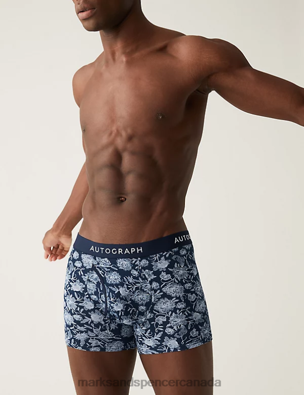 Marks and Spencer near me - Men Navy Clothing Marks & Spencer 3pk Premium Cotton Assorted Trunks 20VTD5869