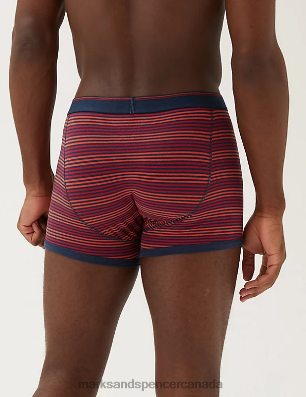 Marks and Spencer Canada - Men Red Clothing Marks & Spencer 3pk Cotton Rich Cool & Fresh Striped Trunks 20VTD5860