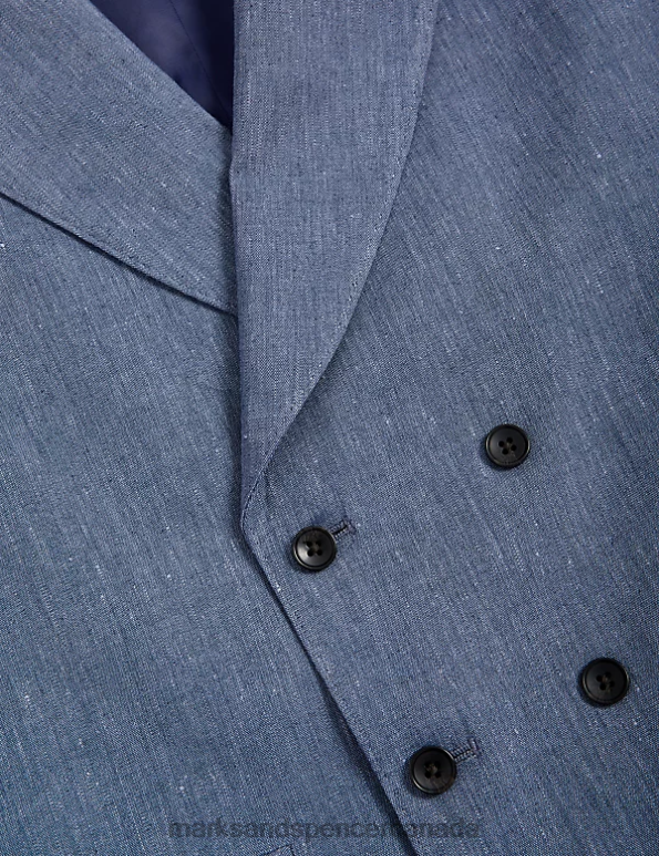 Marks and Spencer near me - Men Chambray Clothing Marks & Spencer Italian Linen Miracle Waistcoat 20VTD5544