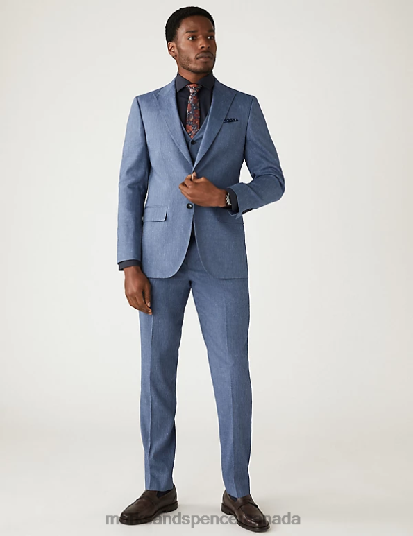 Men Chambray Clothing Marks & Spencer Italian Linen Miracle Waistcoat 20VTD6227 - Marks and Spencer outlet