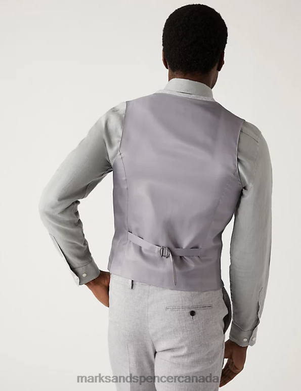 Marks and Spencer Canada - Men Light Grey Clothing Marks & Spencer Italian Linen Miracle Waistcoat 20VTD5931